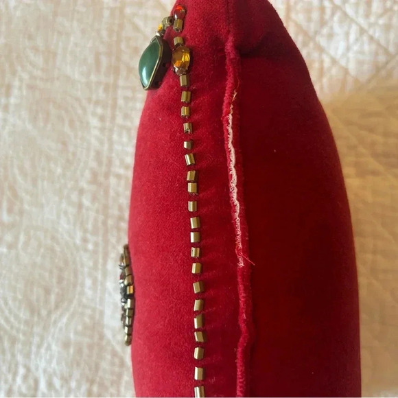 Red Velvet/ Stone Cross Pillow. #Gift #Boho Decor - Picture 6 of 6